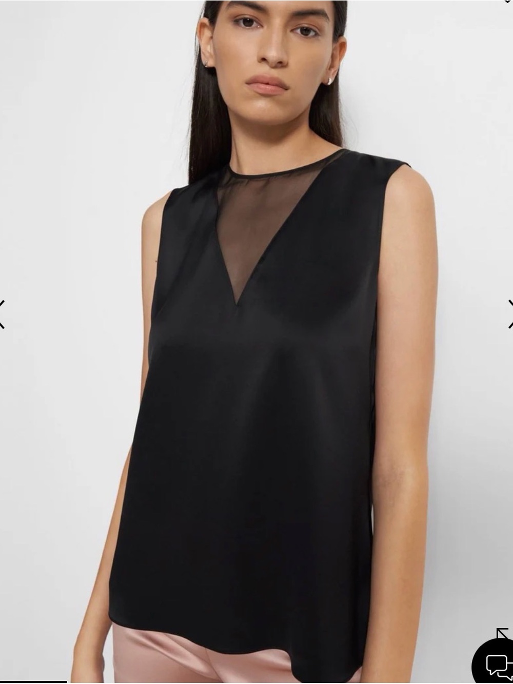 Theory Semi Sheer Sleeveless Top Satin